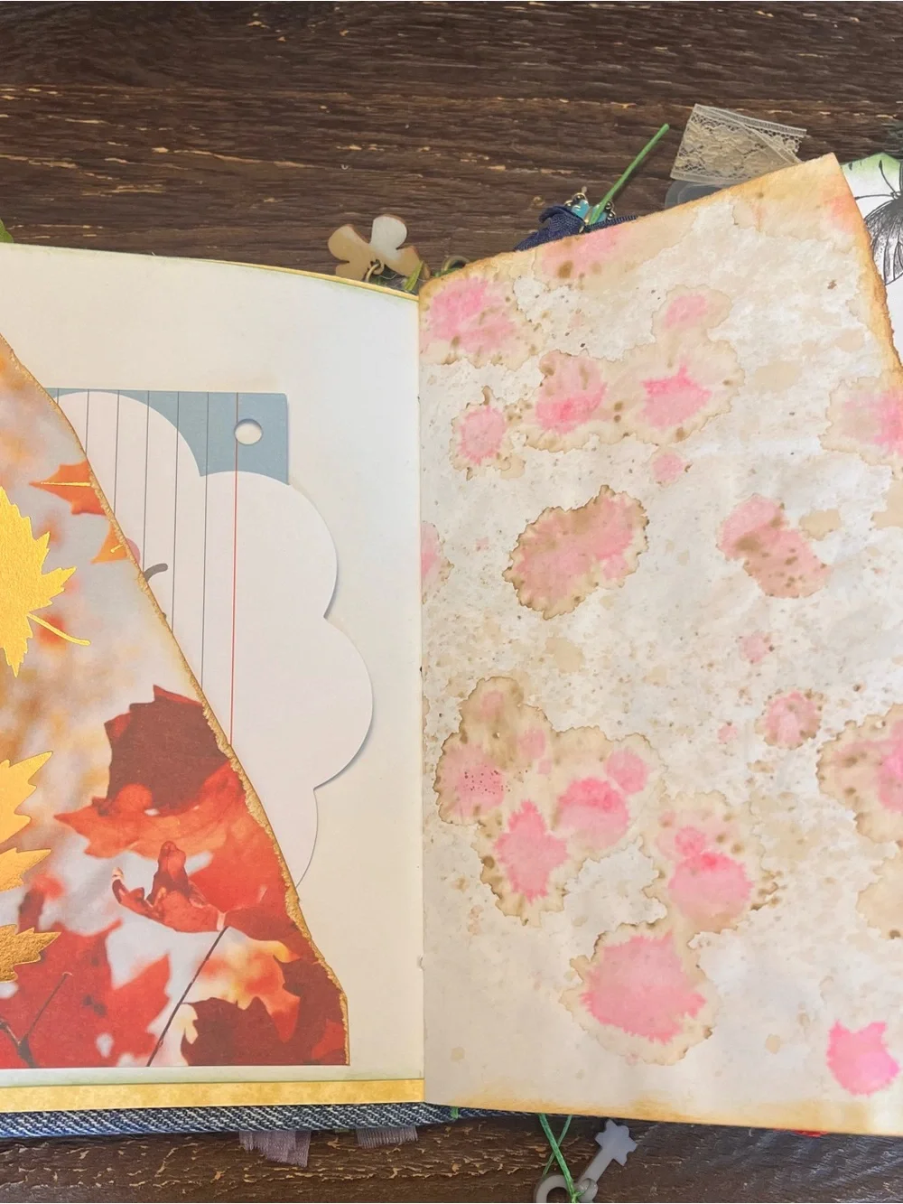 Nature Junk Journal Denim Butterfly Bird Floral Softcover 3 Sig Decorated - Picture 11 of 16